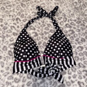 Black/White Striped/Polka Dot large Bikini Top